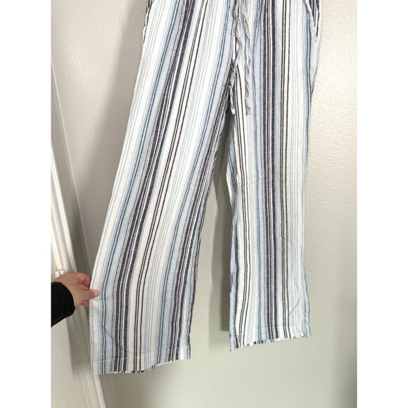 Briggs Ladies' Linen Blend Pull‎ On Wide Leg Striped Pants Size XS Coastal Beach - Picture 6 of 14